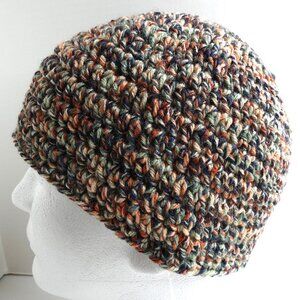 Multicolor Skull Cap OS Short Beanie Hat Handmade Crochet Knit Prepper NWT